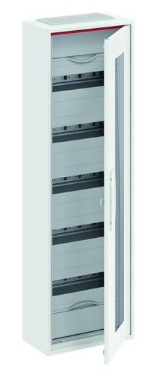 Ein offener, weißer Schaltschrank mit mehreren Fächern im Inneren. Sichtbare Glastür, leicht geöffnet.