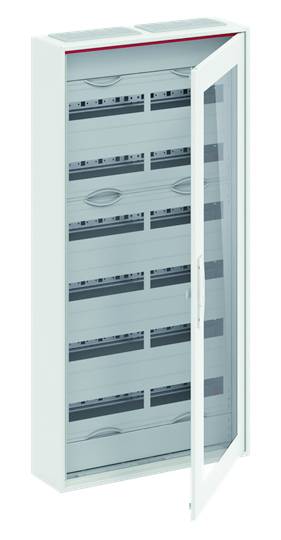 Ein offener Verteilerkasten mit mehreren Schienen und Steckplätzen, geeignet für die Elektroinstallation in Gebäuden.