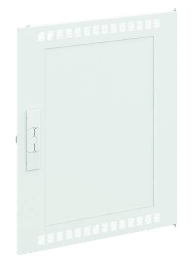 Weiße Zugangsklappe mit Lüftungsschlitzen und Griff auf der linken Seite. Ideal für verdeckten Zugang zu Haustechnik.