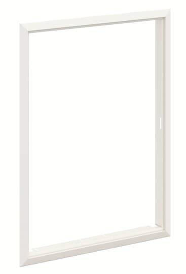 Ein rechteckiger, weißer Fensterrahmen ohne Glas, freistehend vor neutralem Hintergrund.