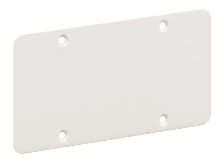 Rechteckige, weiße, leere Kunststoffplatte mit vier Löchern in den Ecken zur einfachen Befestigung.