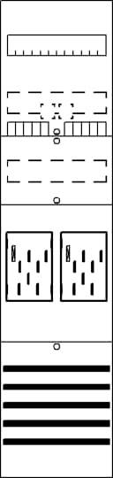 Ein vertikales Diagramm zeigt verschiedene strukturelle Muster in fünf Abschnitten, wobei jeder Abschnitt unterschiedliche Linien und Formen aufweist.