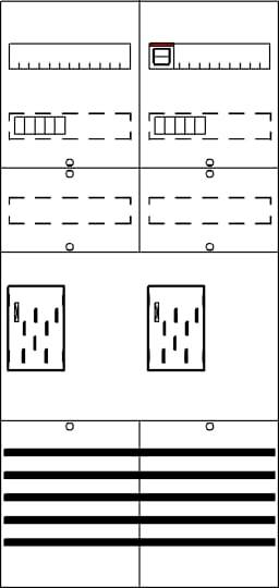 Mehrere symmetrische, abstrakte Muster in einem rechteckigen Rahmen, bestehend aus Linien, Kästchen und Balken in verschiedenen Anordnungen.