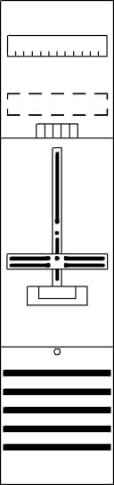 Ein Sehtestdiagramm mit Linien und Balken unterschiedlicher Dicke und Länge, die die Sehschärfe und visuelle Unterscheidungsfähigkeit testen.