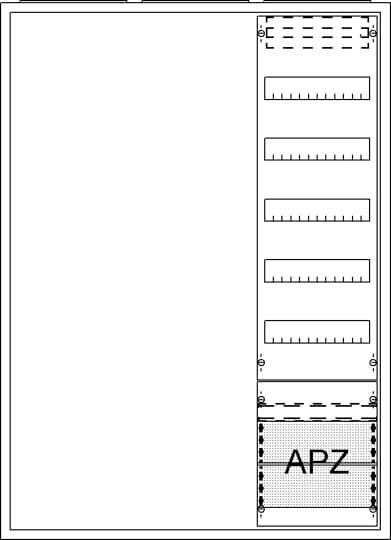 Schema eines Schaltplans mit rechteckigen Markierungen und der Beschriftung 'APZ' in einem Abschnitt.