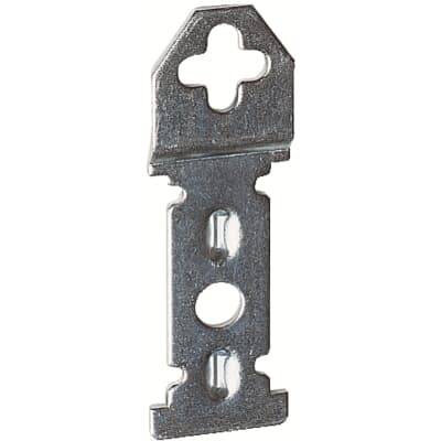 Metall-Aufhänger in Schlüssel-Loch-Form, geeignet zur Befestigung an Wänden, mit mehreren Löchern für Schrauben.