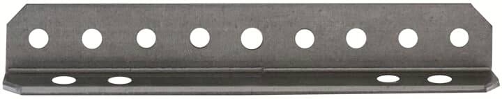 Ein L-förmiger Metallwinkel mit Löchern zur Befestigung.