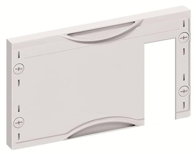 Weiße, rechteckige Plastikabdeckung mit zwei halbkreisförmigen Griffmulden und einer Aussparung rechts.