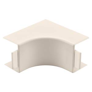 Ein hellbeiger, gewinkelter Kunststoffverbinder, möglicherweise für den Einsatz in modularen oder dekorativen Strukturen oder Möbeln geeignet.