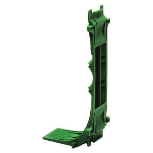Grünes Plastikteil in L-Form, das möglicherweise als Halterung oder Stütze verwendet wird.