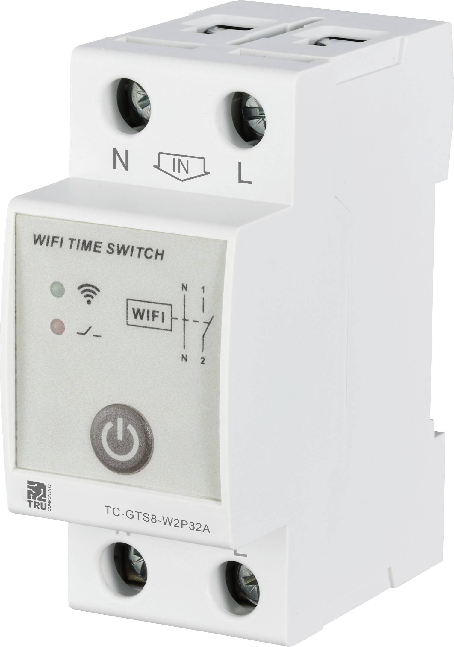 TRU COMPONENTS TC-12485084 TC-GTS8-W2P32A WLAN-Schalter 230 V/AC 1 St. Zeitbereich: 1 min - 24h 1 Schließer