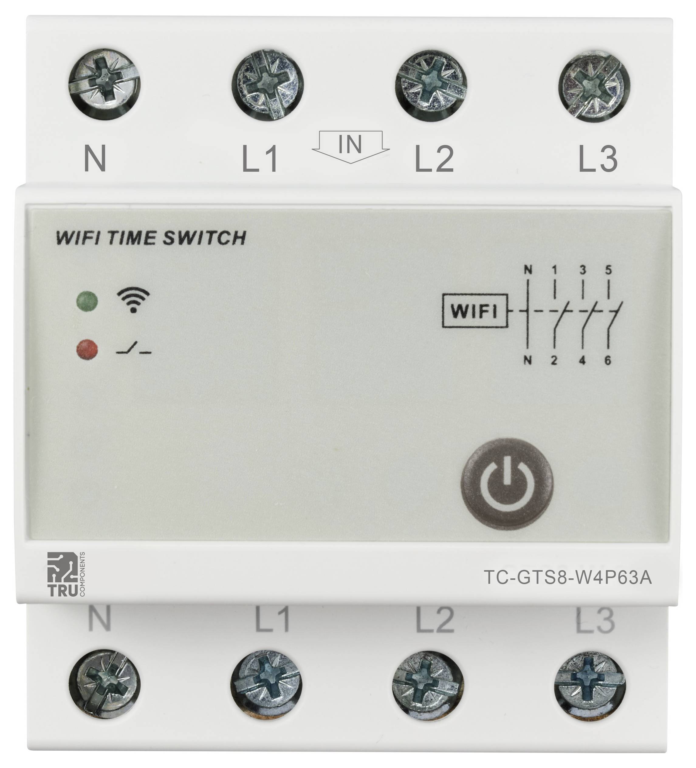 TRU COMPONENTS TC-12485088 TC-GTS8-W4P63A WLAN-Schalter 230 V/AC 1 St. Zeitbereich: 1 min - 24h 3 Schließer
