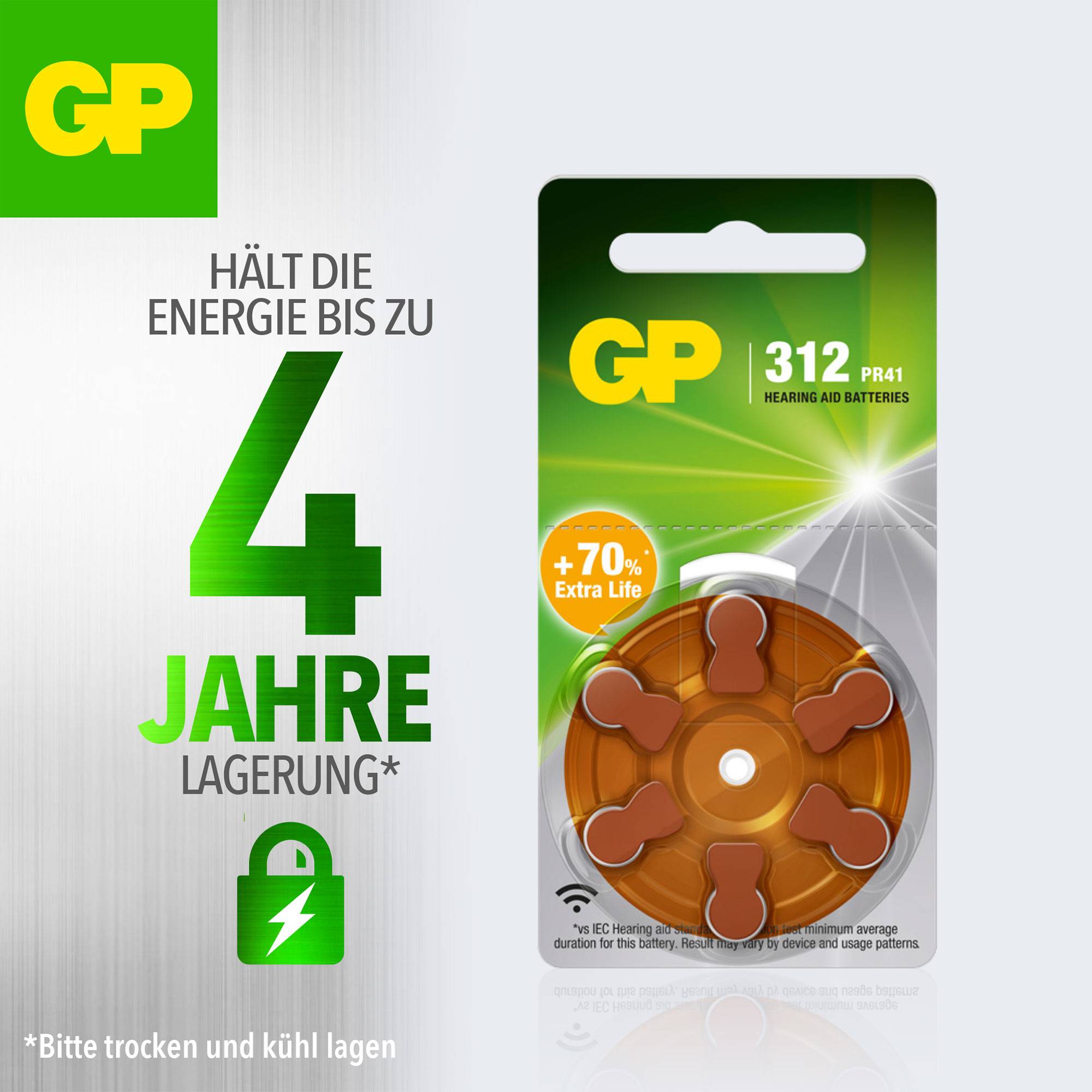GP Hörgerätebatterie ZA 312 1.4V 6 St. Zink-Luft PR41
