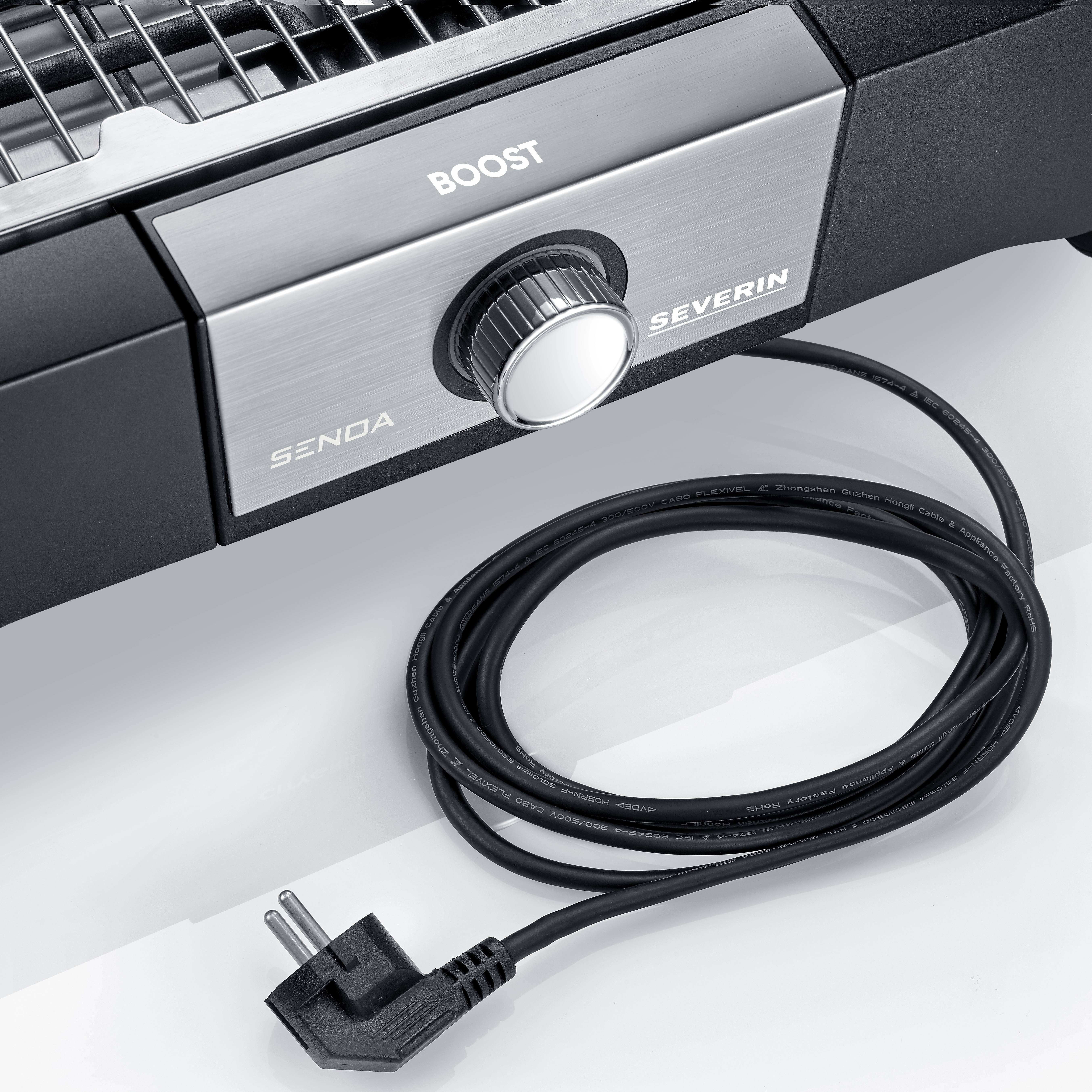 Severin PG 8113 Tisch Tischgrill Cool-Touch-Gehäuse, kabelgebunden, stufenloser Temperaturregler Schwarz/Silber