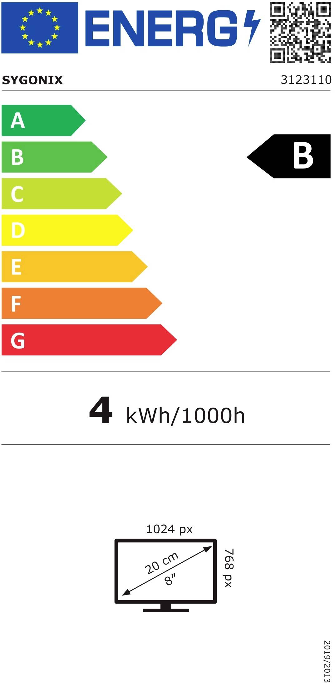 Sygonix SY-6246220 LCD-Überwachungsmonitor EEK: B (A - G) 20.3cm 8 Zoll 1024 x 768 Pixel Schwarz