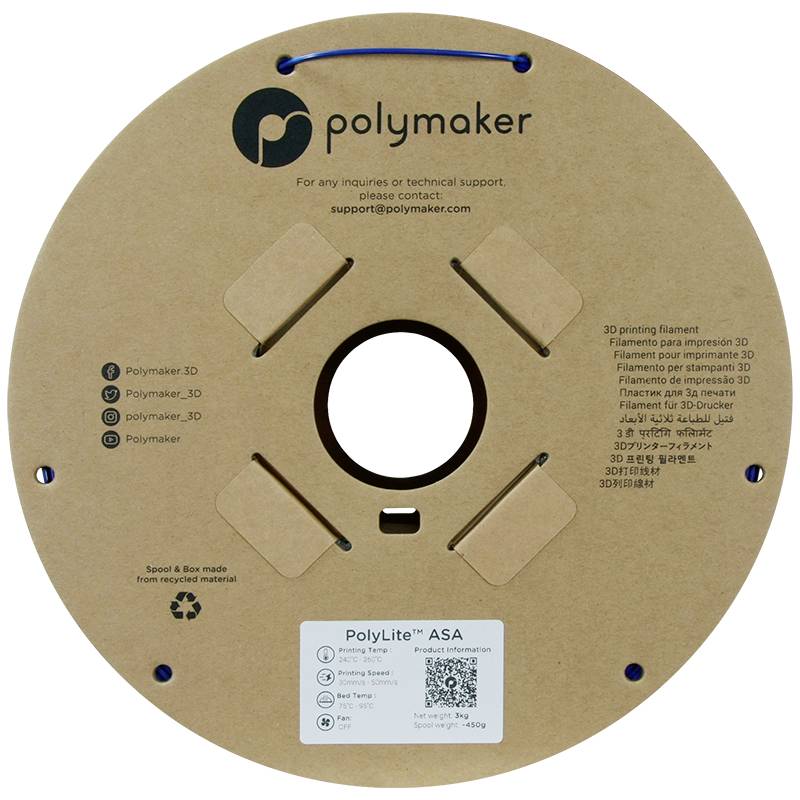 Polymaker PF01033 Filament ASA UV-beständig, witterungsbeständig 1.75 mm 3 kg Blau PolyLite™ 1 St.