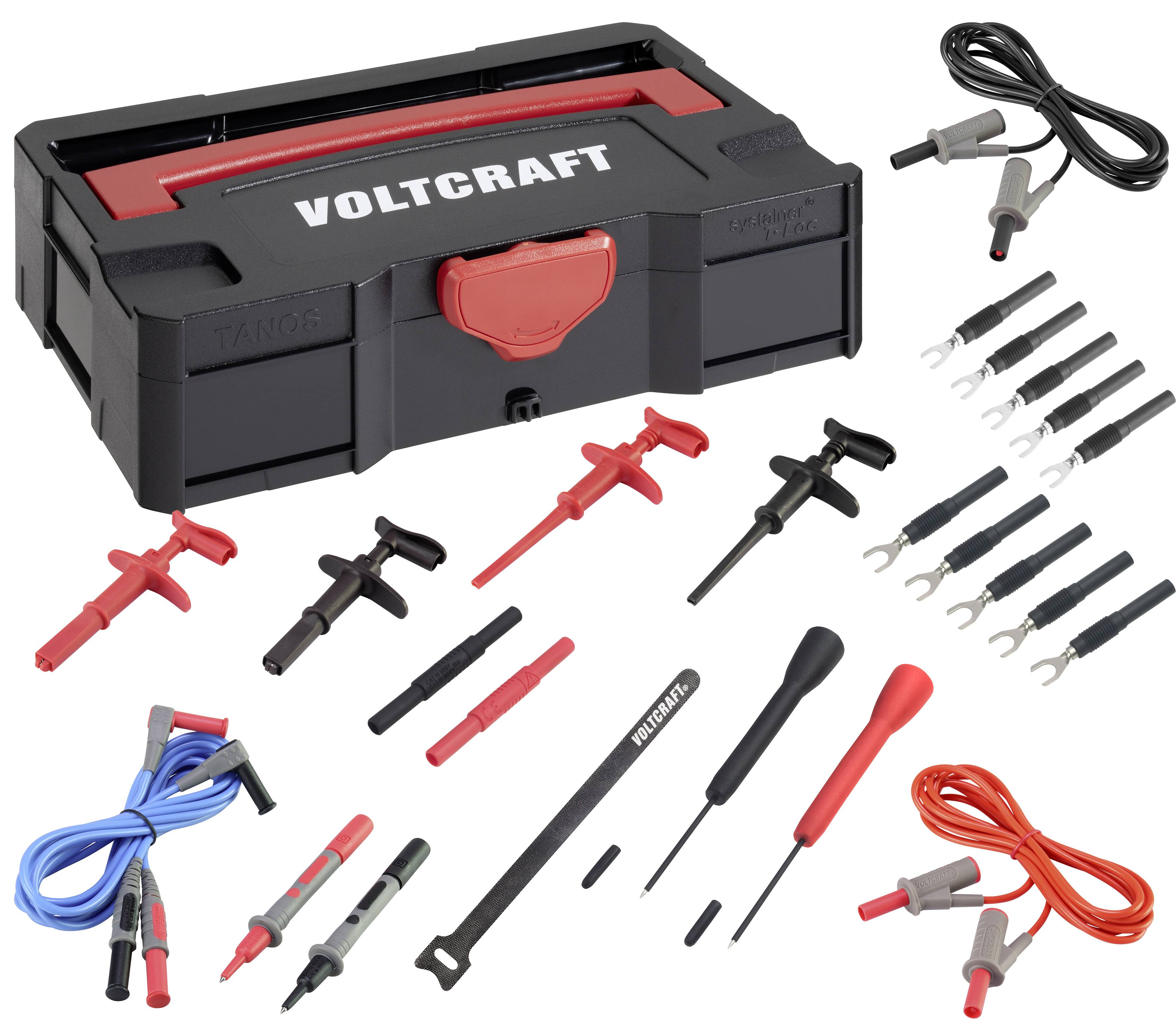 VOLTCRAFT Industrie Sicherheits-Messleitungs-Set Krokos, Haken, Klemmschuhe, Messnadeln, System Koffer