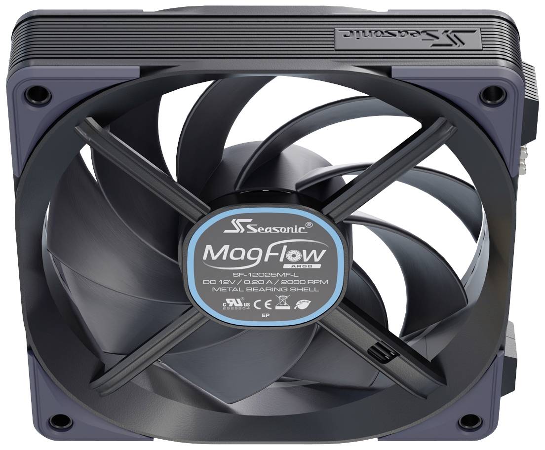 Seasonic MagFlow 1225PWM ARGB 120 PC-Gehäuse-Lüfter Schwarz (B x H x T) 124.2 x 120.4 x 26.6 mm