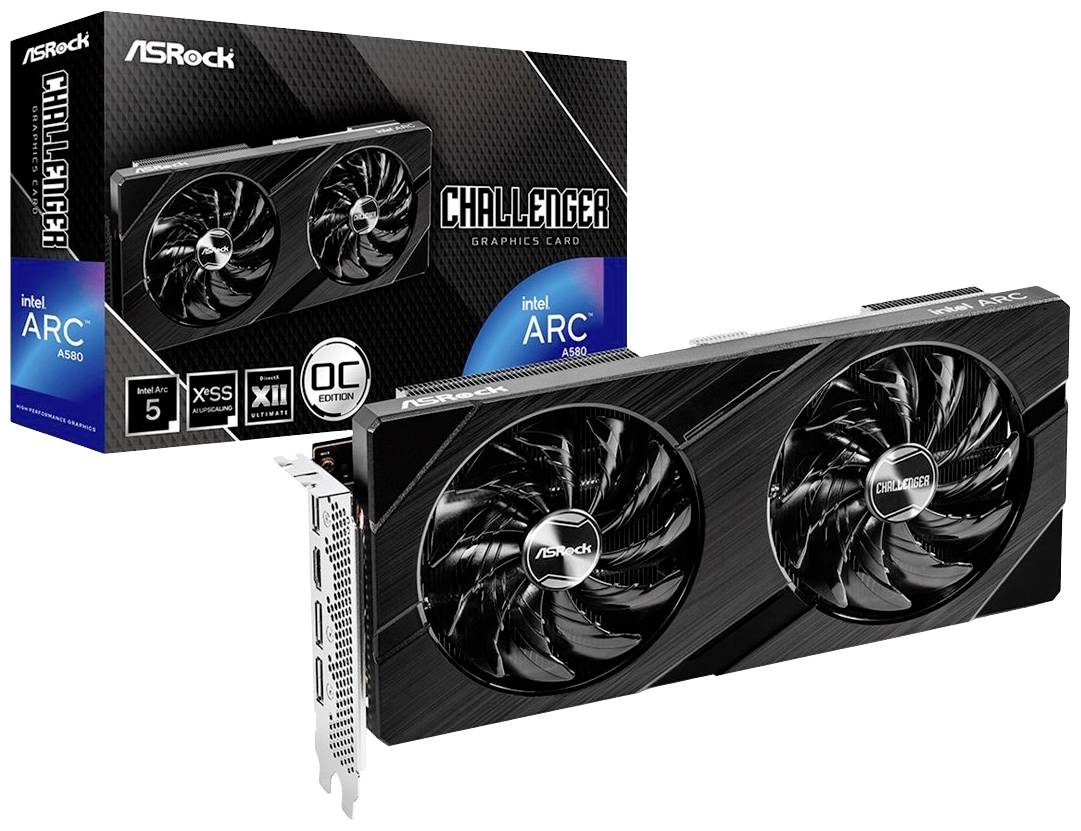 ASRock Grafikkarte Intel Arc™ A580 Challanger - OC Edition 8GB GDDR6-SDRAM PCIe x16 HDMI®, DisplayPort Vulkan, Übertaktet