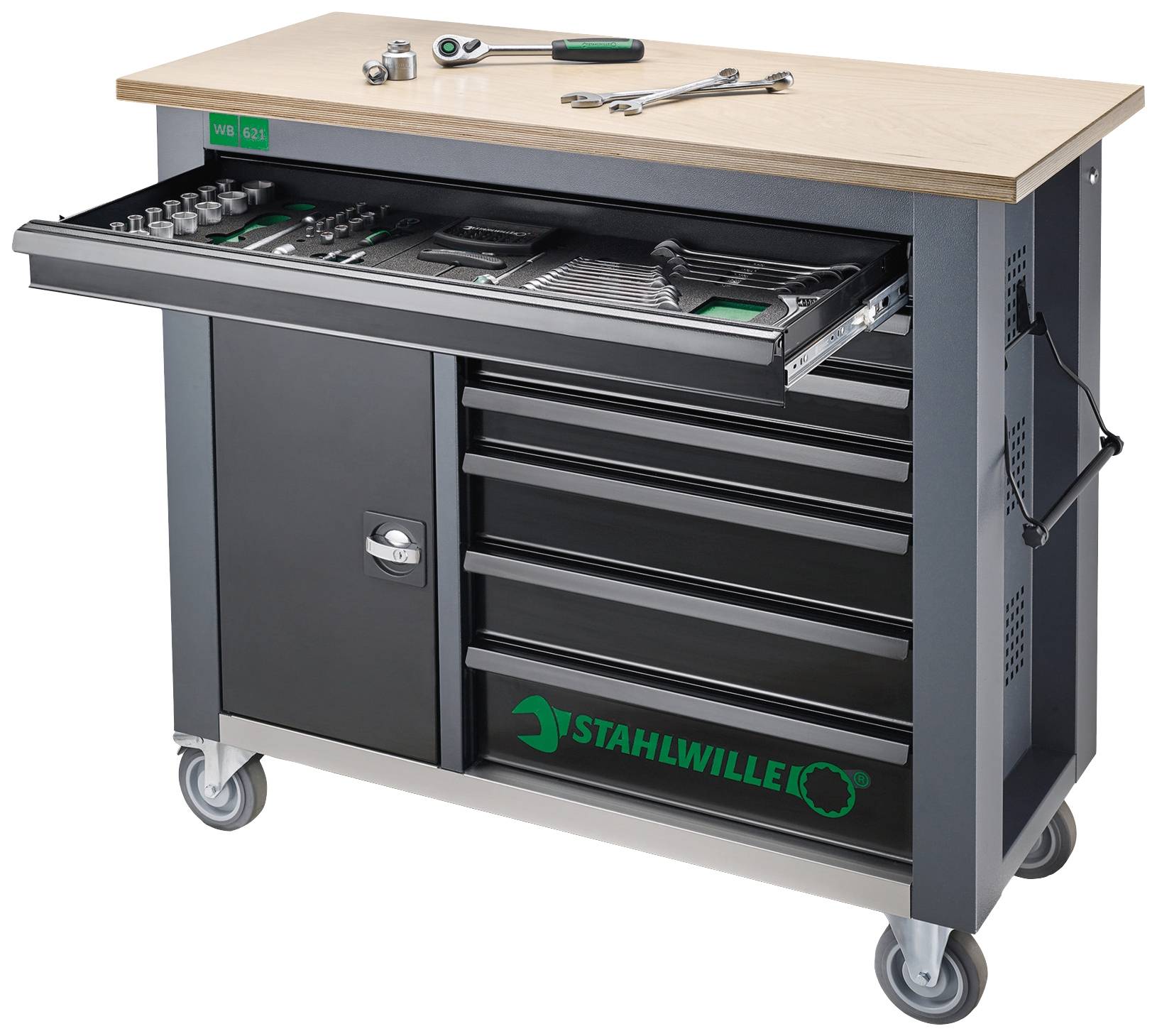 Stahlwille 85010621 Mobile Werkbank WB 621 mit 7 Schubladen und Schrankteil (B x H x T) 1150 x 1045 x 500mm