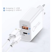 IWH USB Ladegerät 30 W 1x USB-A, 1x USB-C® USB PD, QC 3.0 Weiß Innenbereich IWH USB Ladegerät 30 W 1x USB-A, 1x USB-C® USB PD, QC 3.0 Weiß Innenbereich