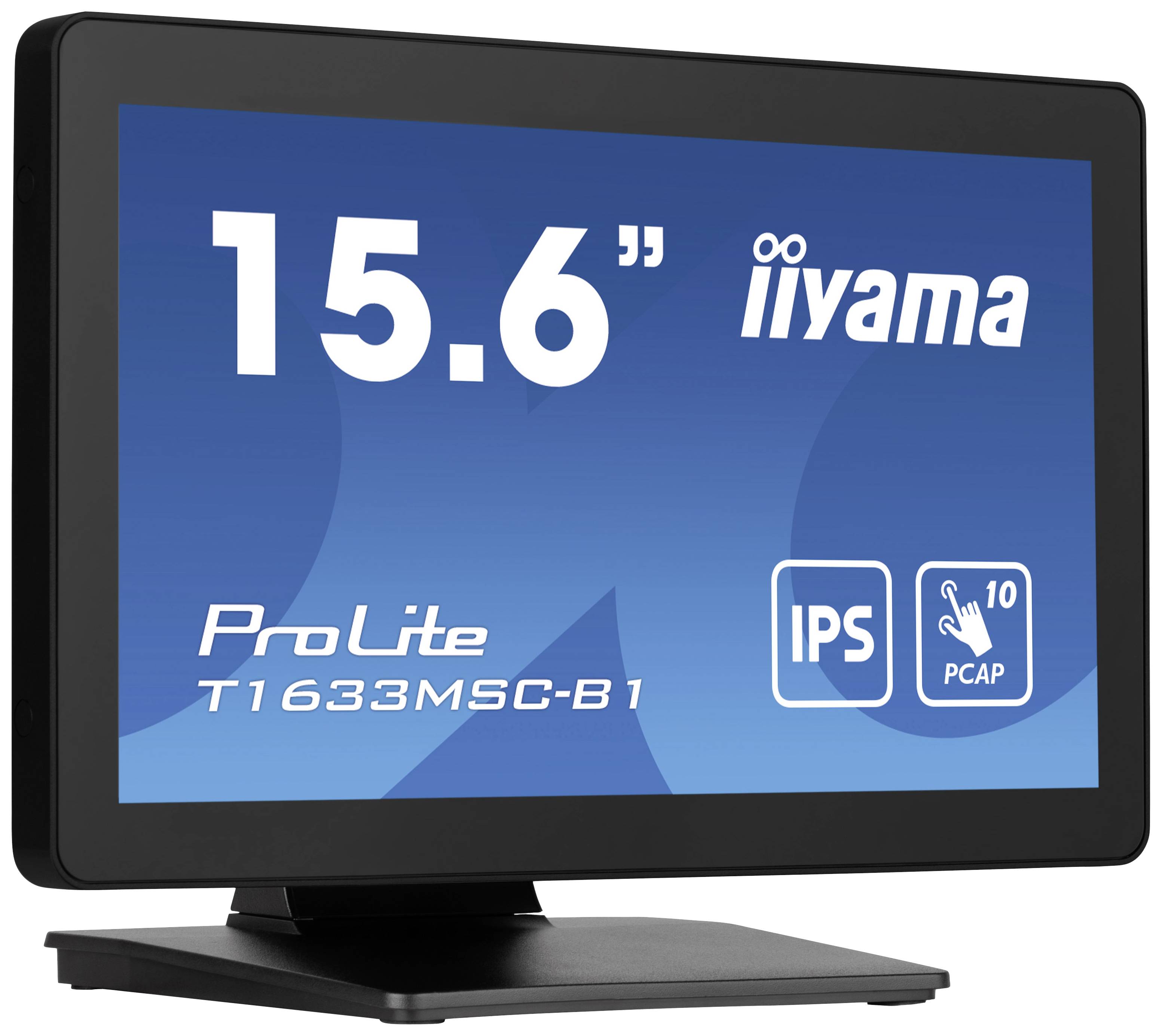 Ein 15,6-Zoll-Monitor von Iiyama, Modell ProLite T1633MSC-B1, mit IPS-Technologie und 10-Punkt-Touchfunktion.