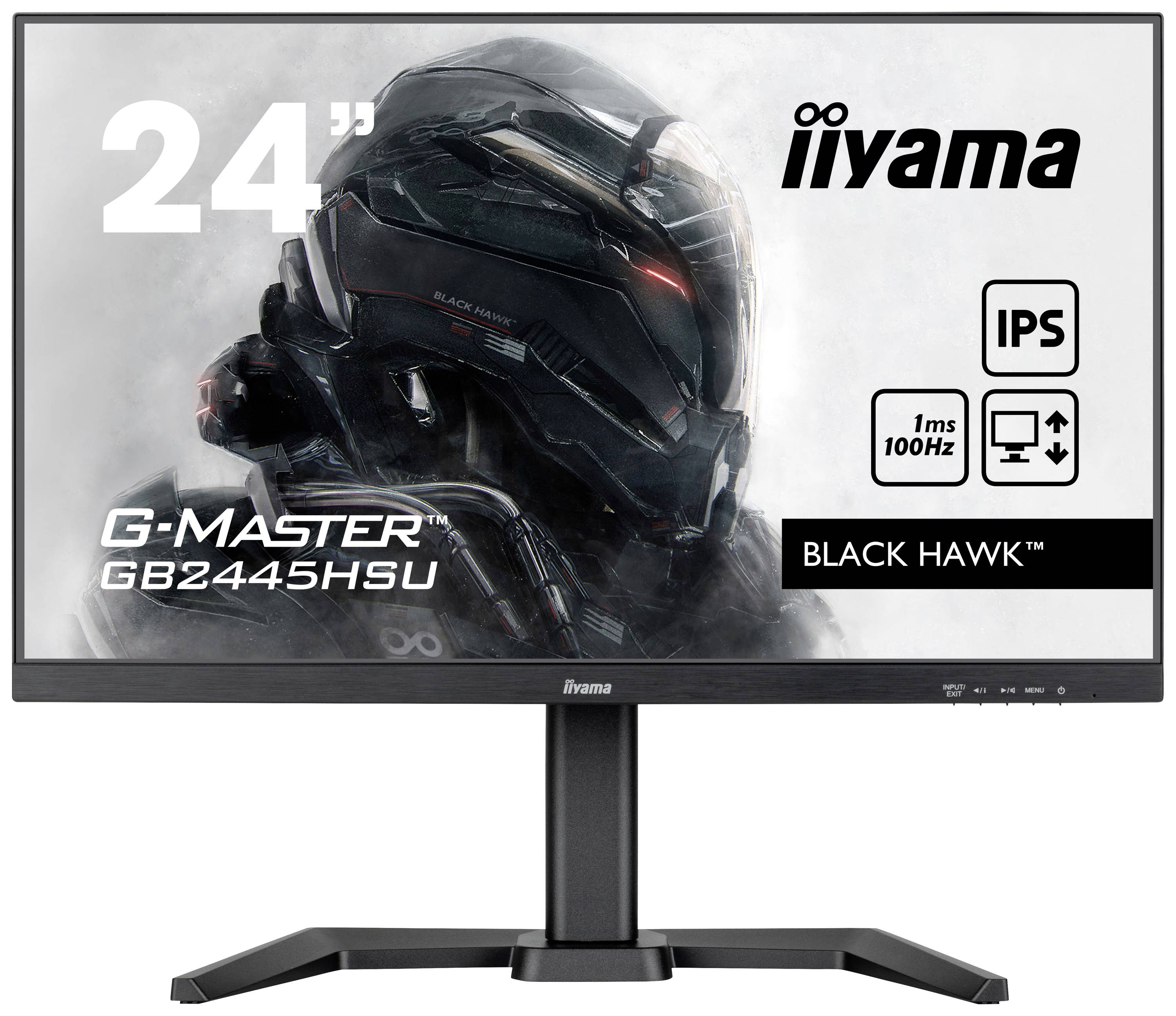 Iiyama G-MASTER Black Hawk GB2445HSU-B1 LCD-Monitor EEK E (A - G) 61 cm (24 Zoll) 1920 x 1080 Pixel 16:9 1 ms HDMI®, DisplayPort, Kopfhörer (3.5 mm