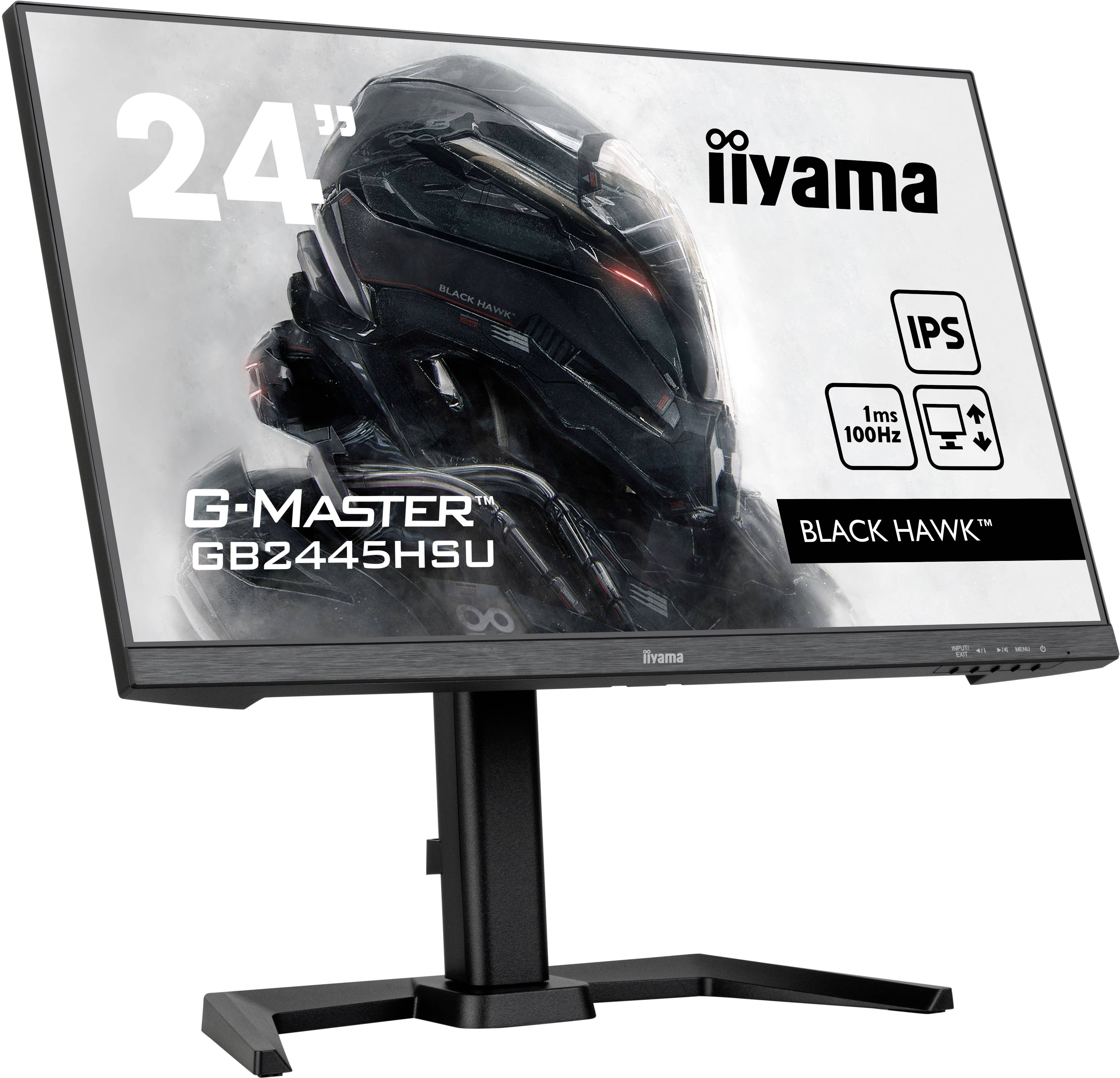 Iiyama G-MASTER Black Hawk GB2445HSU-B1 LCD-Monitor EEK E (A - G) 61 cm (24 Zoll) 1920 x 1080 Pixel 16:9 1 ms HDMI®, DisplayPort, Kopfhörer (3.5 mm
