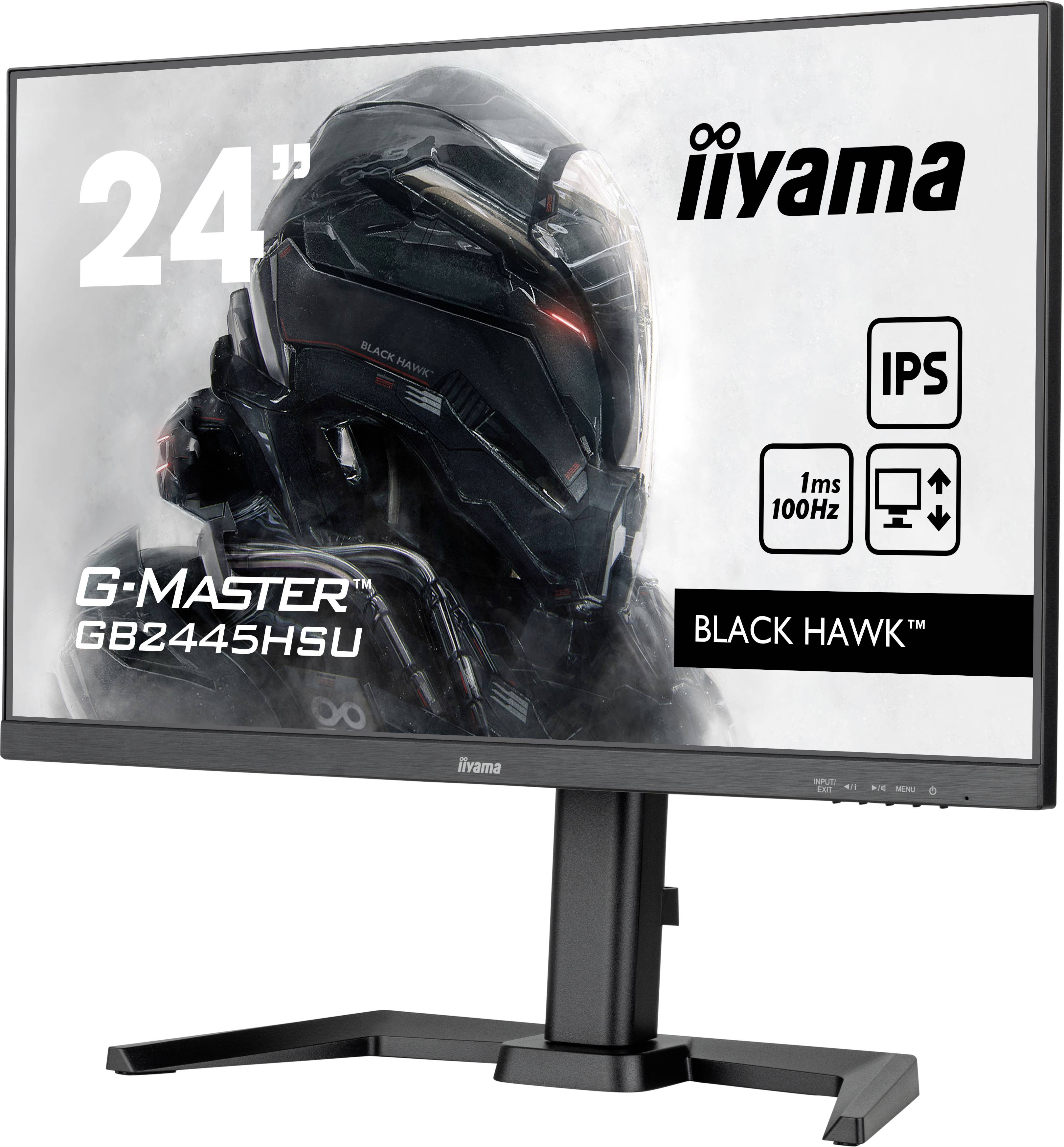 Iiyama G-MASTER Black Hawk GB2445HSU-B1 LCD-Monitor EEK E (A - G) 61 cm (24 Zoll) 1920 x 1080 Pixel 16:9 1 ms HDMI®, DisplayPort, Kopfhörer (3.5 mm