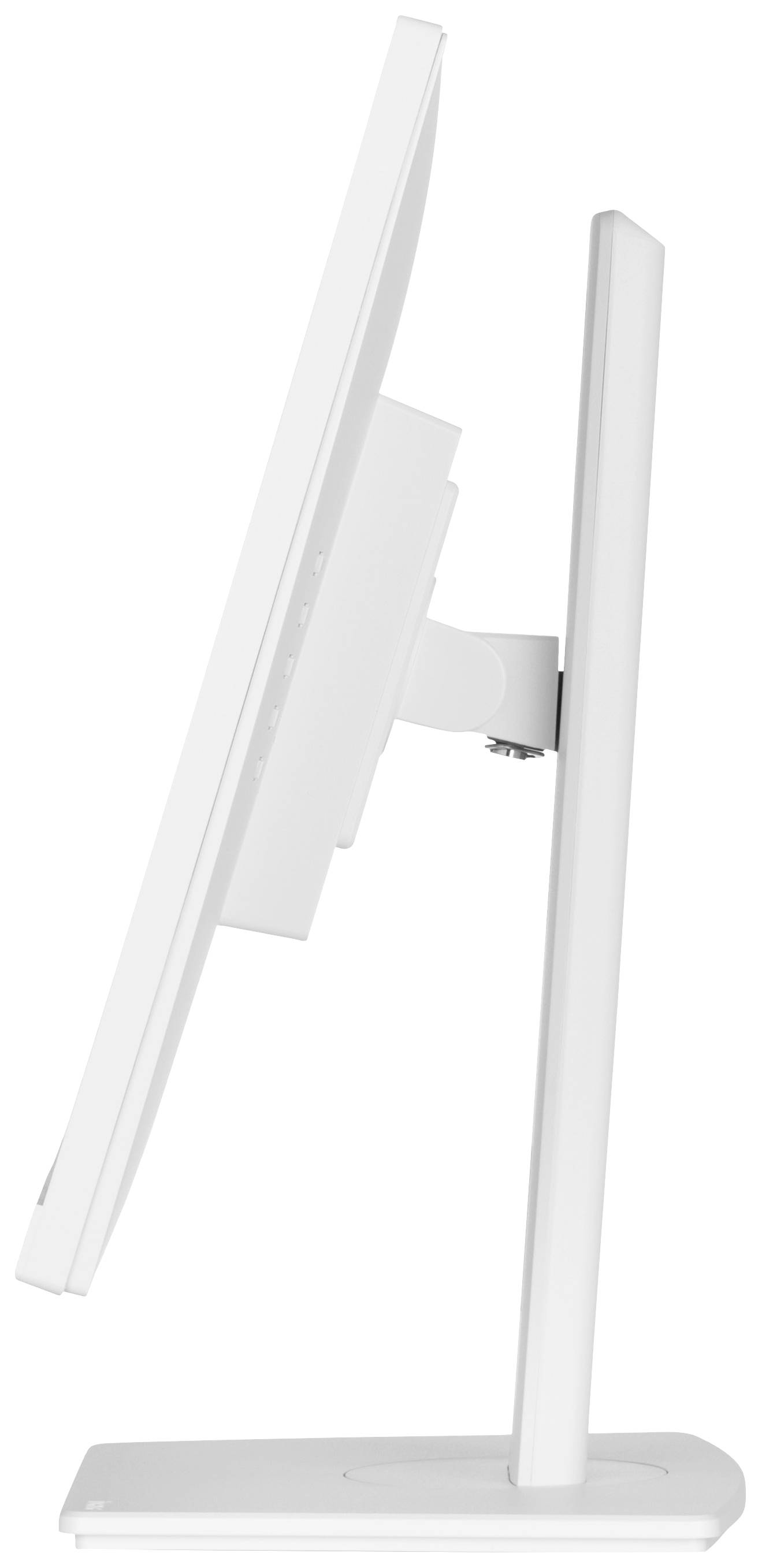 Seitenansicht eines schlanken, modernen Computerbildschirms auf einem verstellbaren Standfuß.