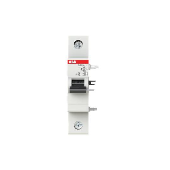 Weißer elektrischer Schutzschalter mit rotem 'ABB'-Logo in der oberen linken Ecke; zeigt Spannungsspezifikationen.