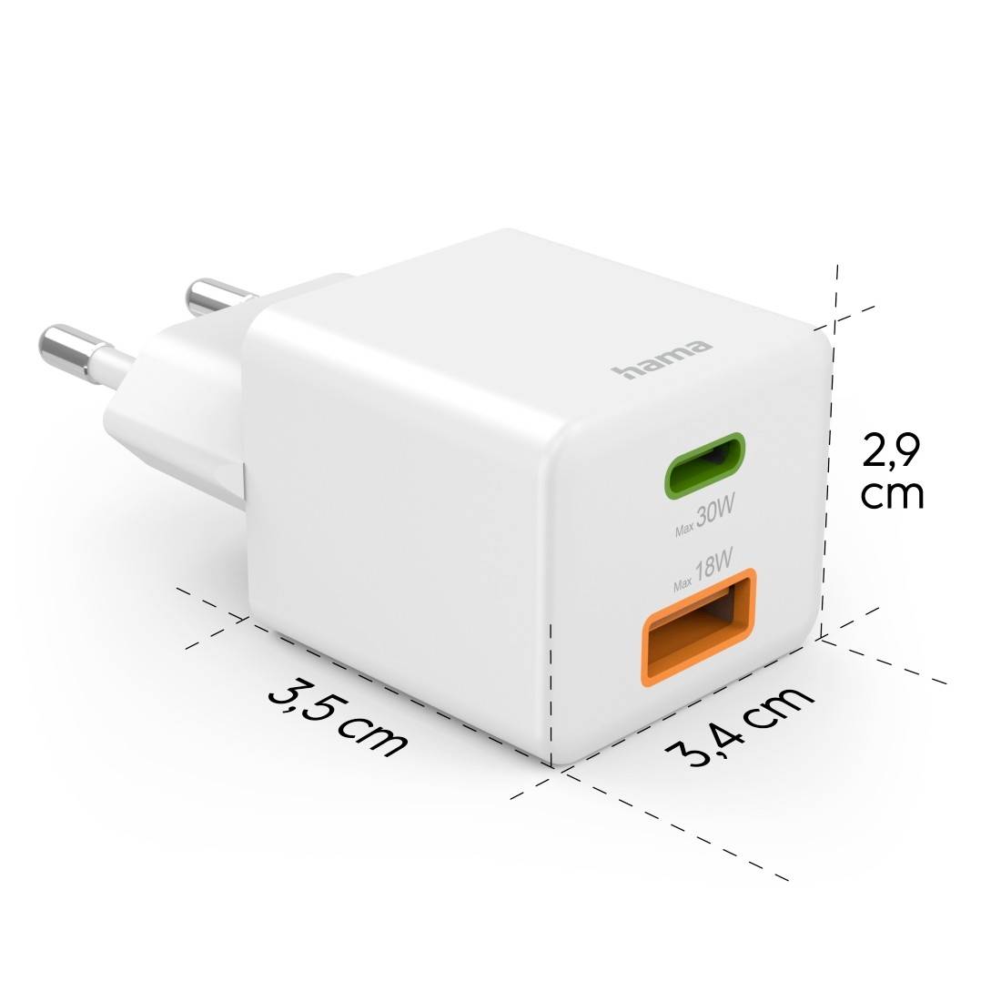 Hama 00201992 USB Ladegerät 30 W 1x USB-A, 1x USB-C® USB PD Weiß Innenbereich USB Power Delivery (