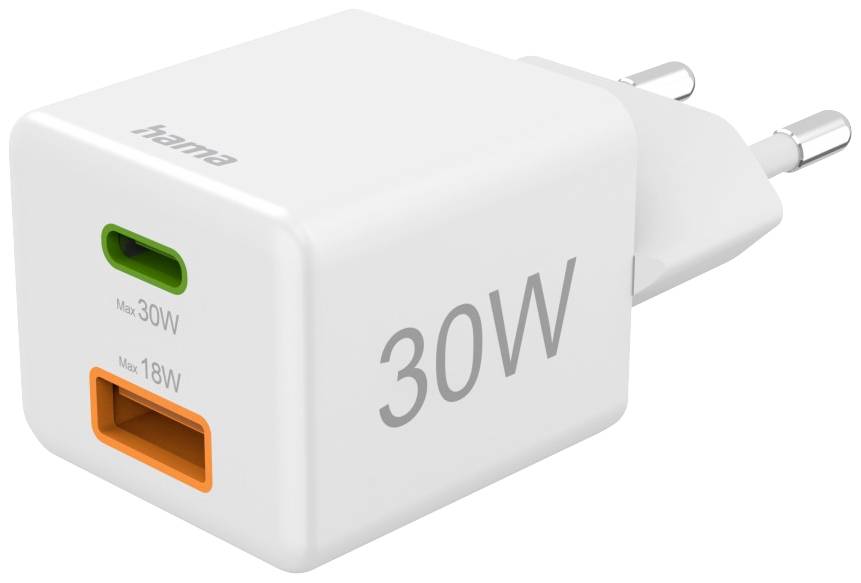 Hama 00201992 USB Ladegerät 30W 1x USB-A, 1x USB-C® USB PD Weiß Innenbereich USB Power Delivery (USB-PD)