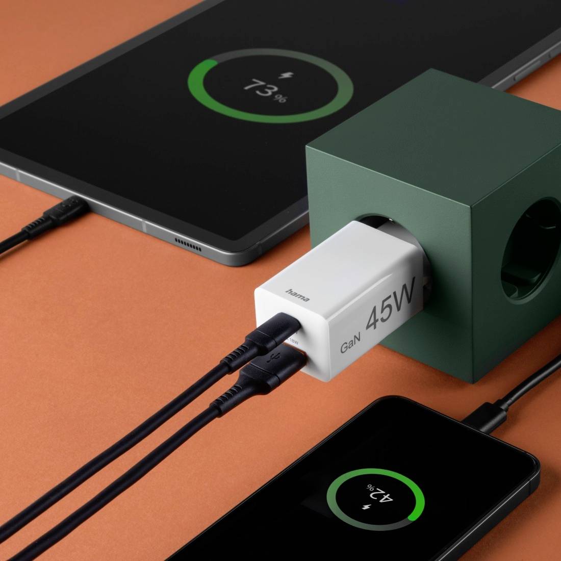 Hama 00201993 USB Ladegerät 45W 1x USB-A, 1x USB-C® USB PD Weiß Innenbereich USB Power Delivery (USB-PD)