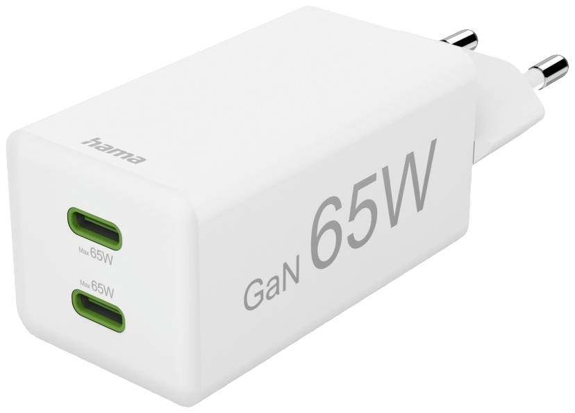 Hama 00201994 USB Ladegerät 65 W 2x USB-C® USB PD Weiß Innenbereich USB Power Delivery (USB-PD)