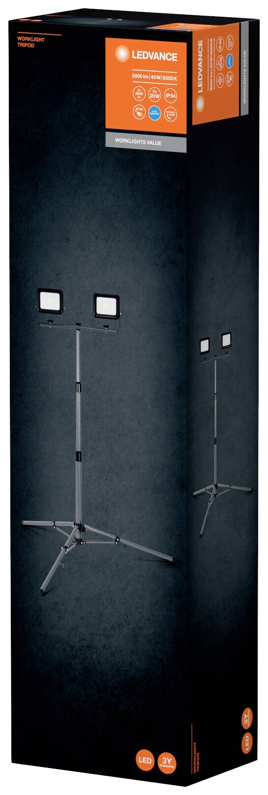 LEDVANCE WORKLIGHT VAL 2X20W LED-Baustrahler Stativlänge (max.): 1800 mm 40.00 W 4000 lm Kaltweiß 4058075831377