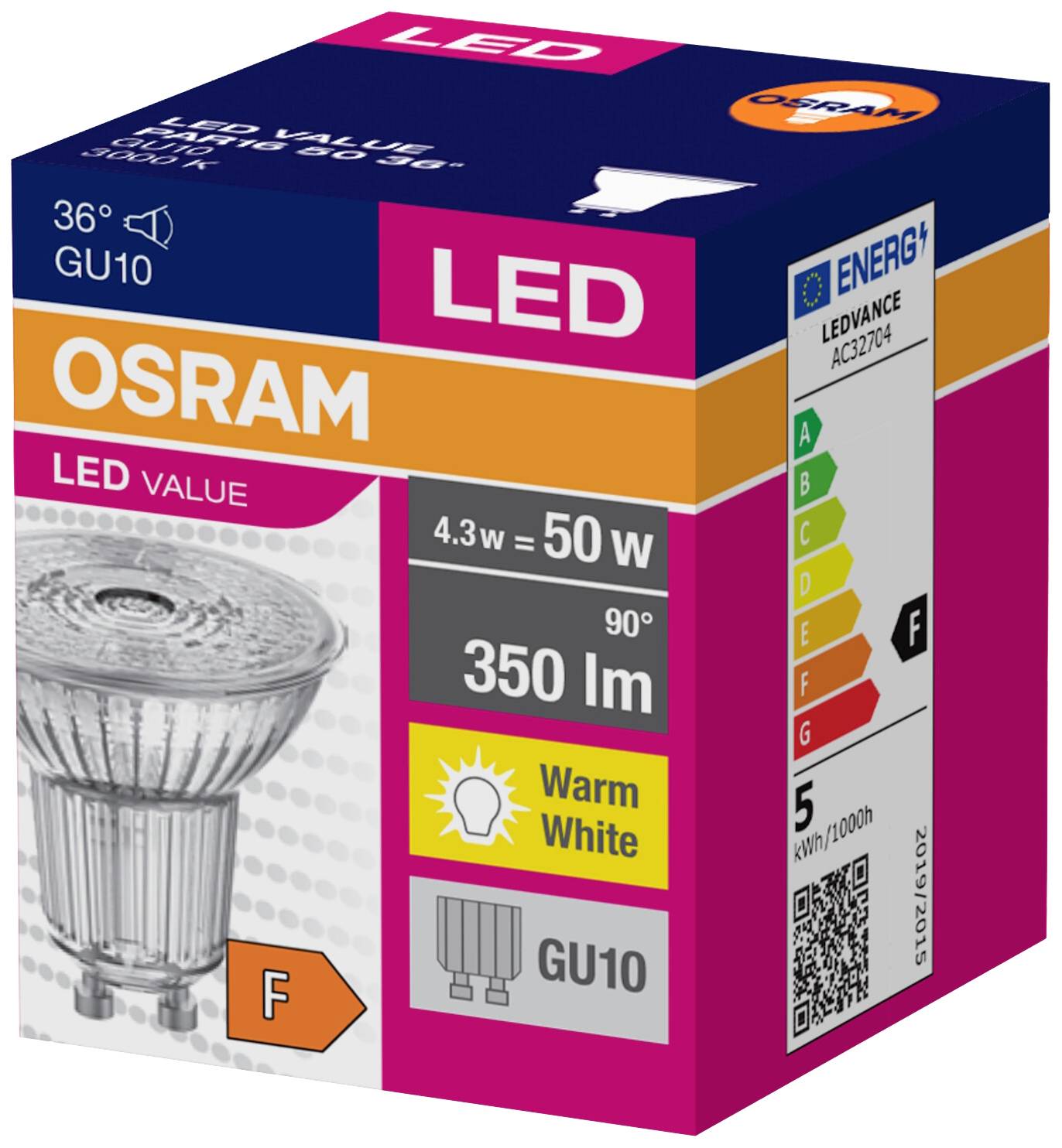 OSRAM HOMELIGHTING 4058075096622 LED EEK F (A - G) GU10 Reflektor 4.3 W = 50 W Warmweiß (Ø x H) 50 mm x 50 mm 1 St.