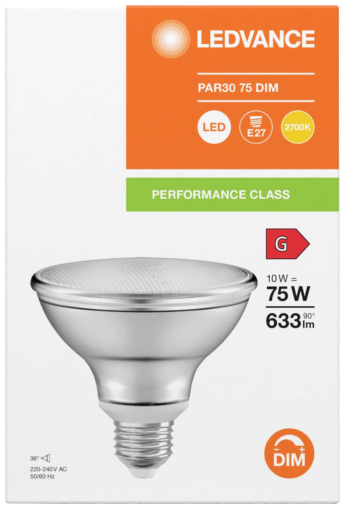 LEDVANCE 4099854071195 LED EEK G (A - G) E27 Par 30 10W = 75W Warmweiß (Ø x H) 95mm x 95mm 1St.