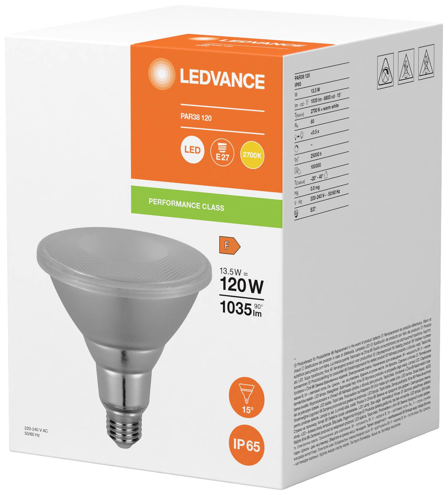 LEDVANCE 4099854067808 LED EEK F (A - G) E27 Par 38 14 W = 120 W Warmweiß (Ø x H) 122 mm x 122 mm 1 St.