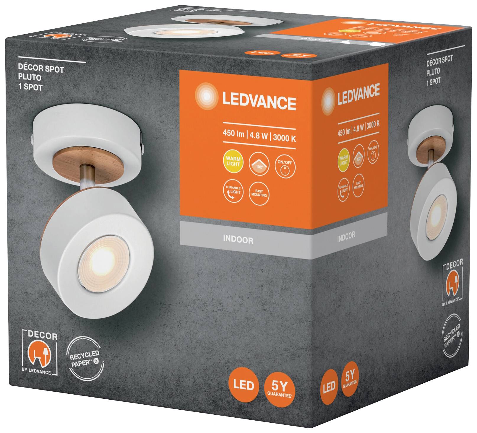LEDVANCE 4058075827882 DECOR SPOT PLUTO 90MM LED-Aufbauleuchte LED 4.80W Weiß