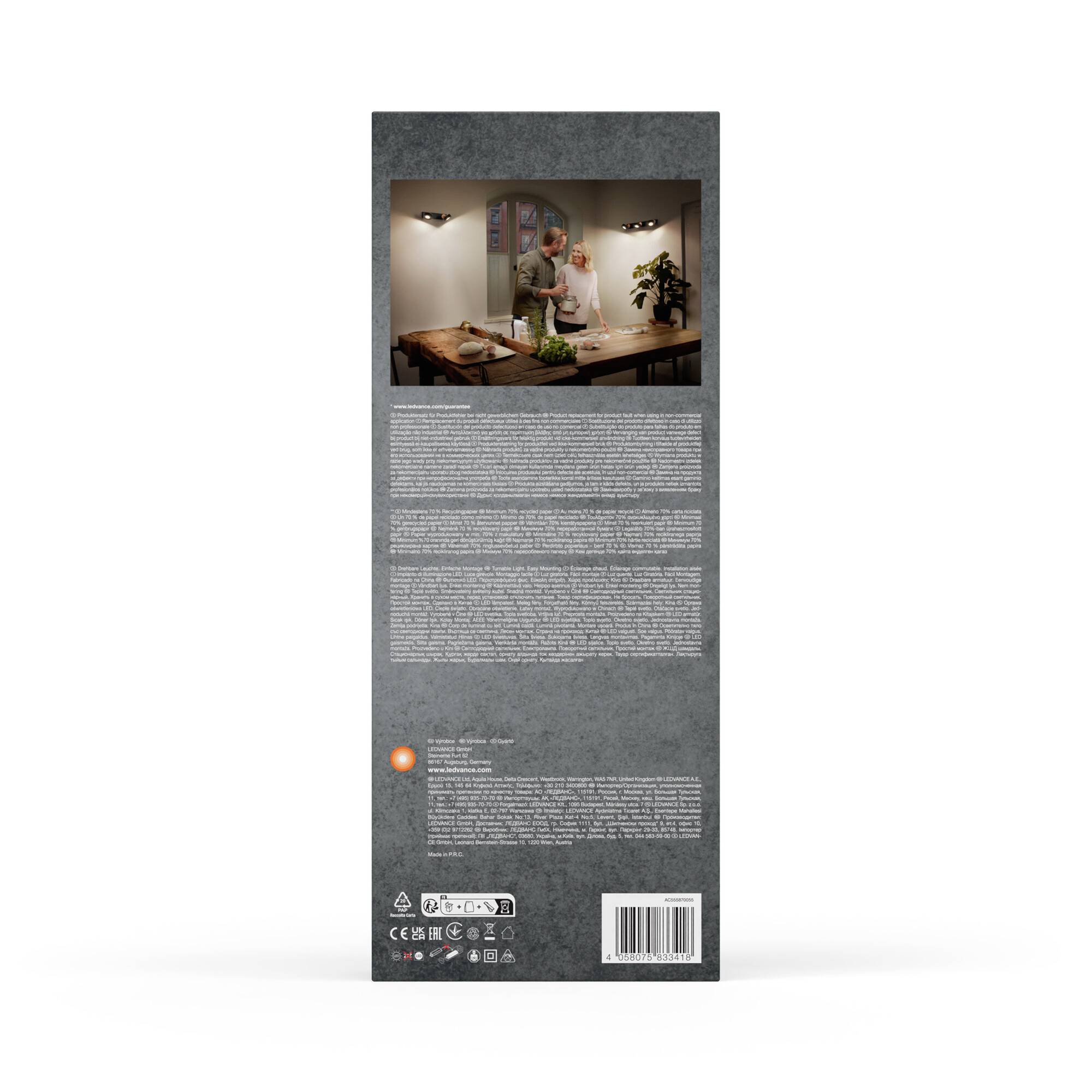 LEDVANCE 4058075833418 DECOR SPOT PLUTO 298MM LED-Aufbauleuchte LED 9.60W Schwarz