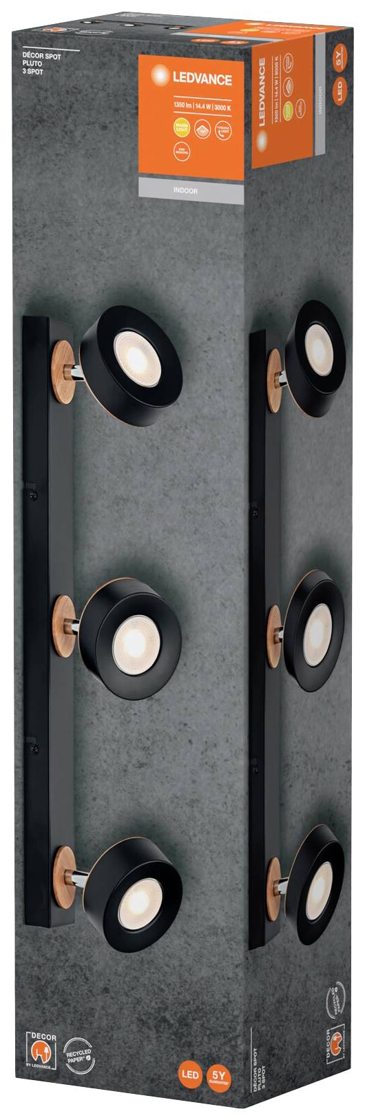 LEDVANCE 4058075833432 DECOR SPOT PLUTO 498MM LED-Aufbauleuchte LED 14.40W Schwarz