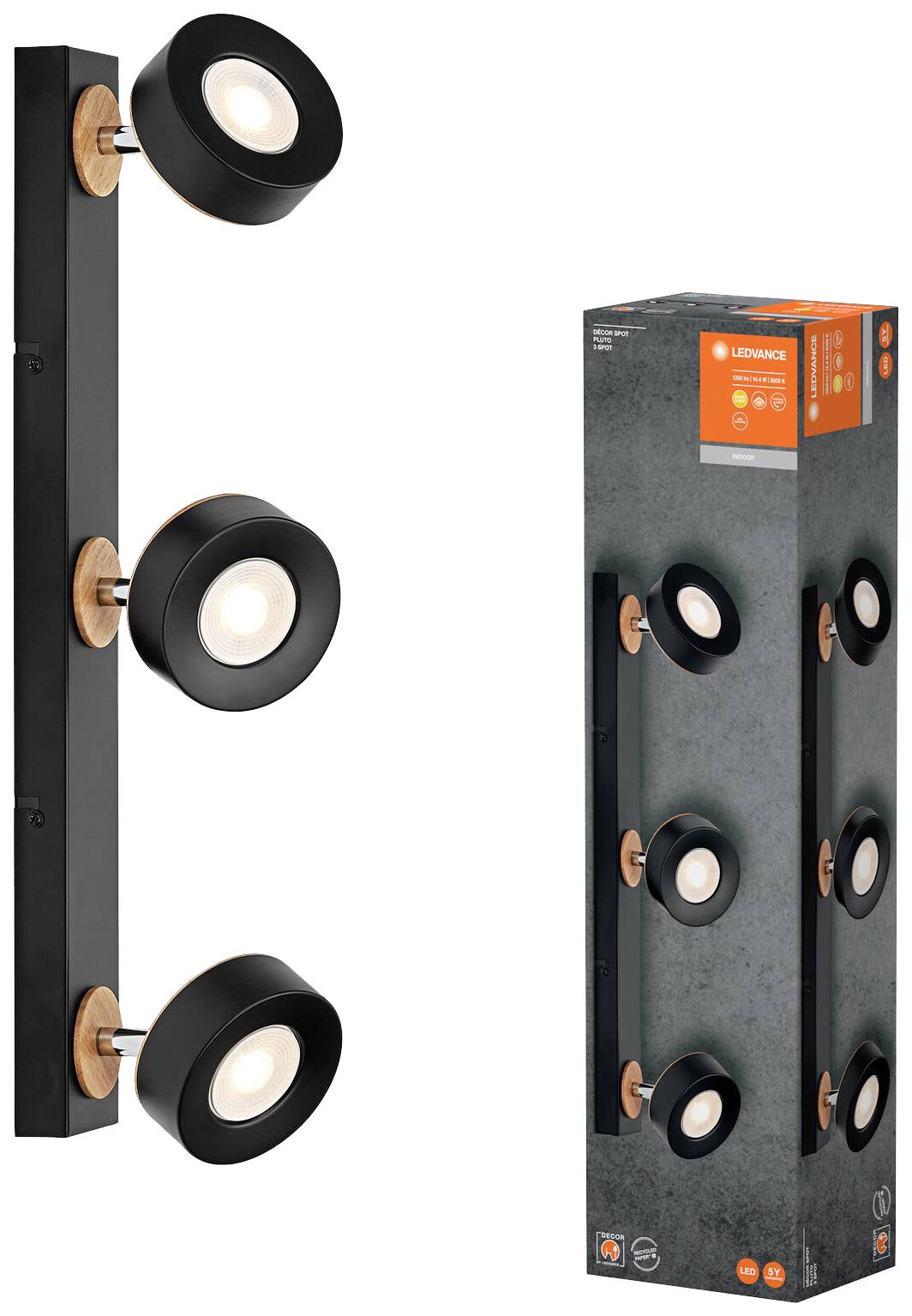 LEDVANCE 4058075833432 DECOR SPOT PLUTO 498MM LED-Aufbauleuchte LED 14.40W Schwarz