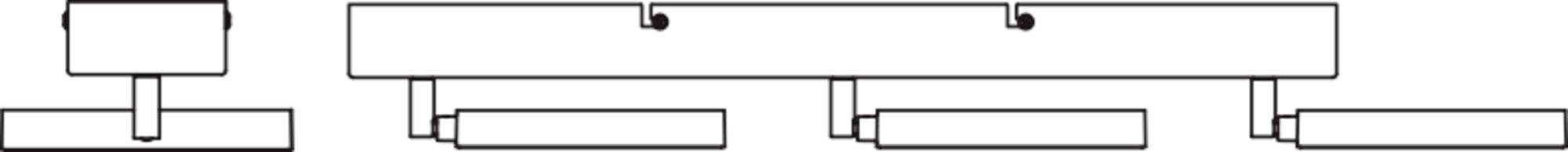 Flussdiagramm mit drei verbundenen Kästen oben und vier Kästen unten, die durch Linien mit den oberen Kästen verbunden sind.