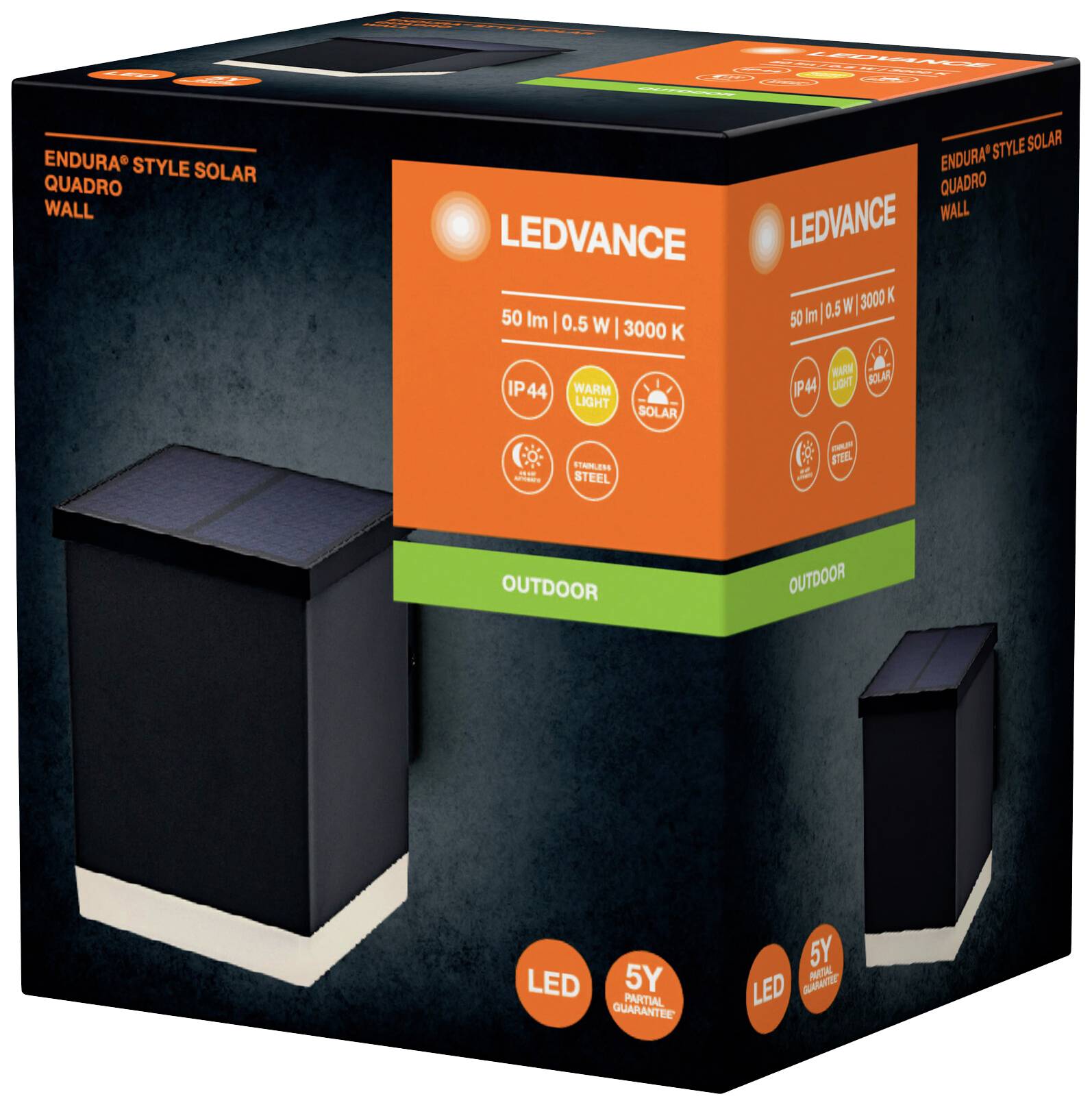 LEDVANCE 4058075834767 ENDURA STYLE SOLAR Solar-Außenwandleuchte LED 0.50W Grau