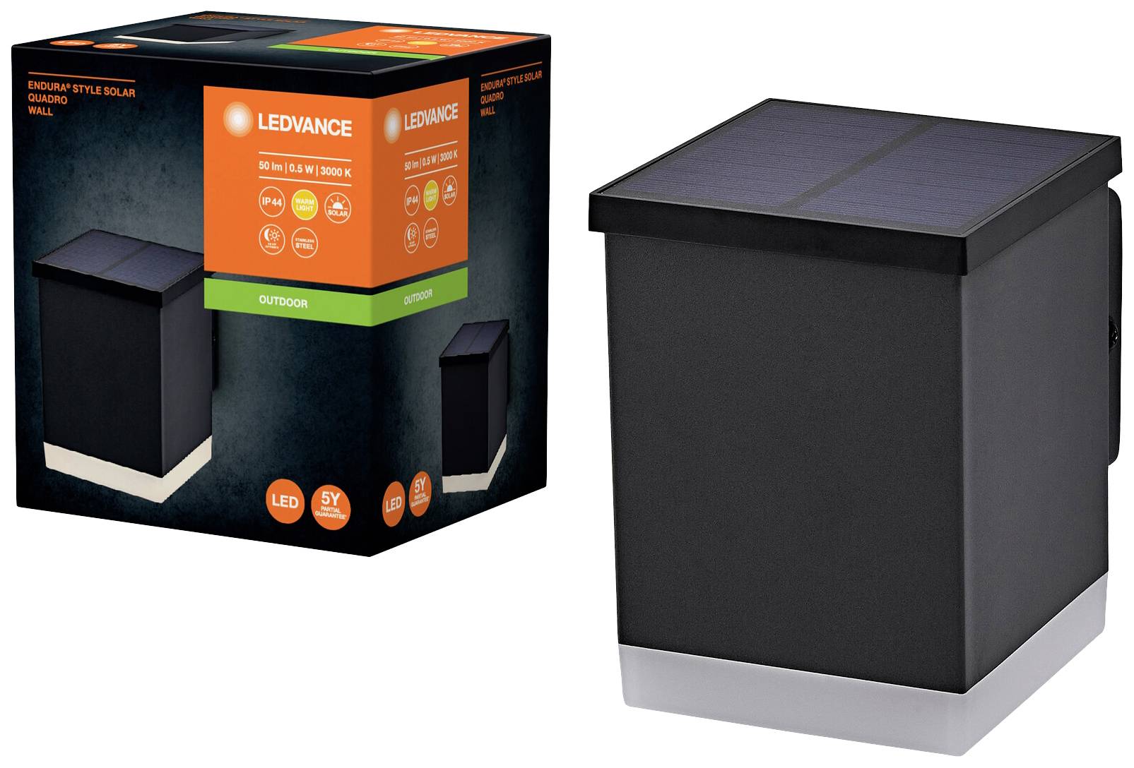 LEDVANCE 4058075834767 ENDURA STYLE SOLAR Solar-Außenwandleuchte LED 0.50W Grau