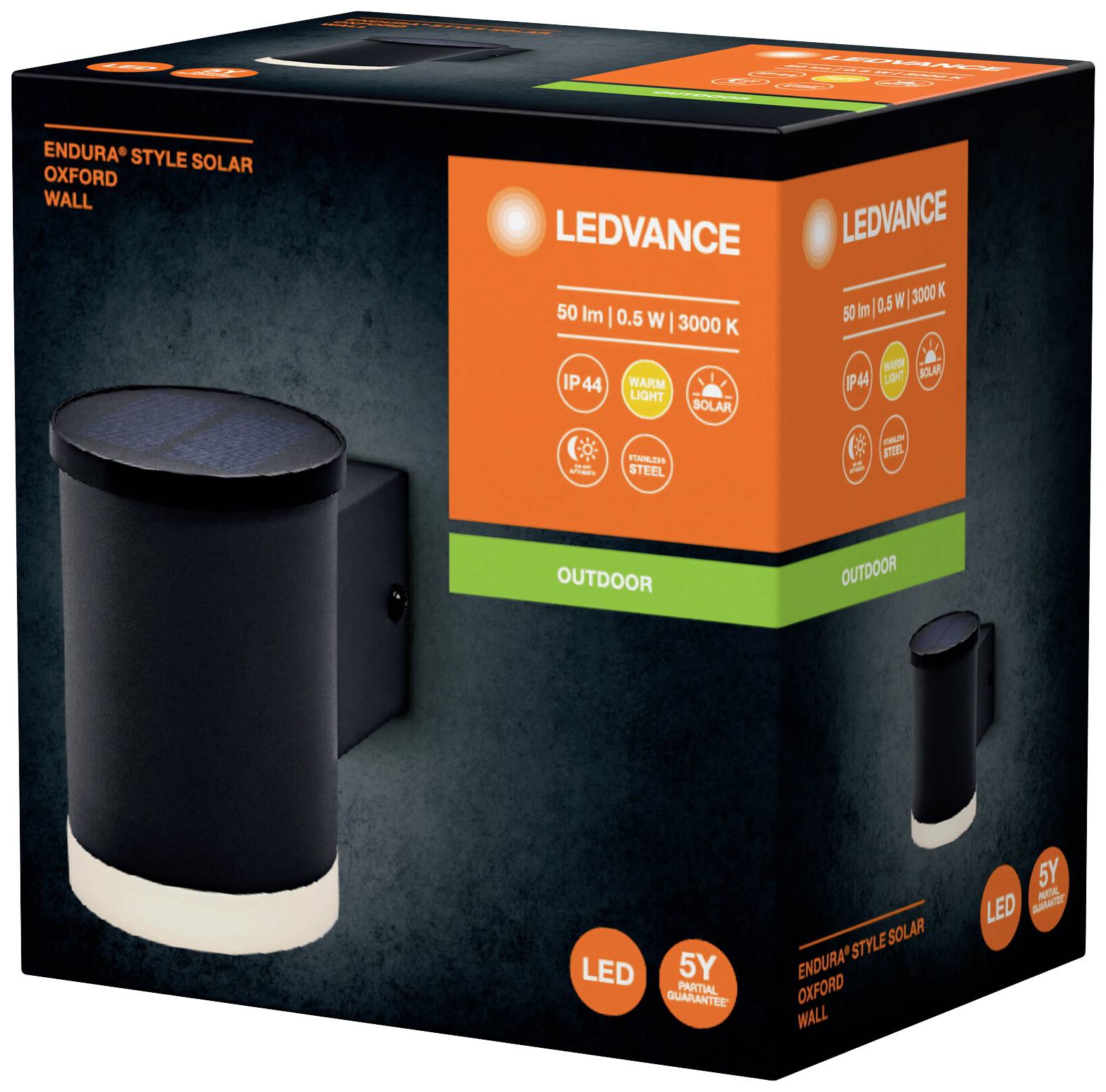 LEDVANCE 4058075834781 ENDURA STYLE SOLAR Solar-Außenwandleuchte LED 0.50W Grau