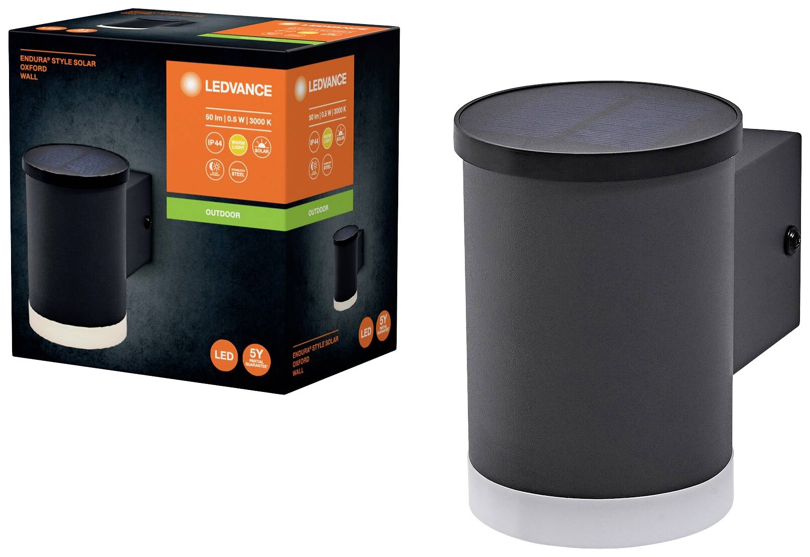 LEDVANCE 4058075834781 ENDURA STYLE SOLAR Solar-Außenwandleuchte LED 0.50W Grau