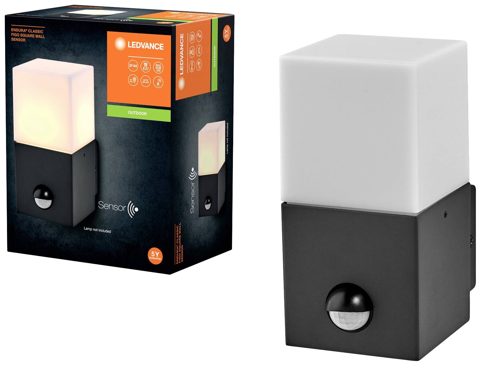 LEDVANCE ENDURA CLASSIC FIGO 4058075834804 Außenwandleuchte mit Bewegungsmelder E27 Grau