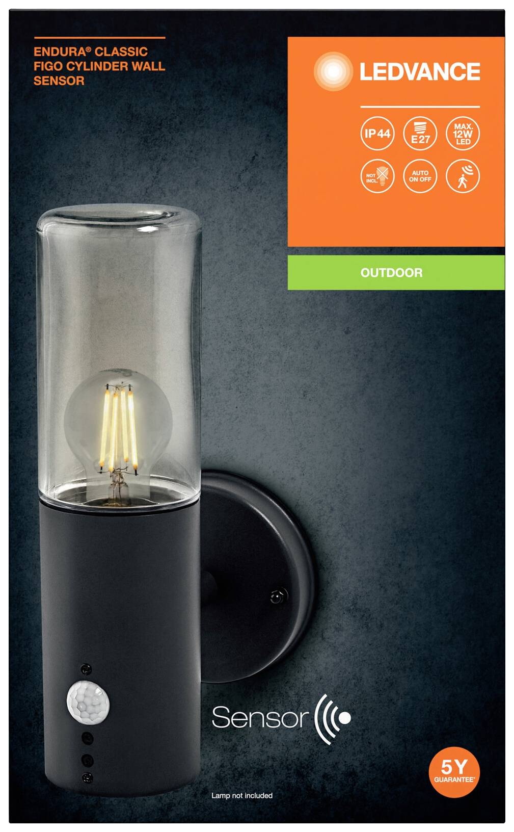 LEDVANCE ENDURA CLASSIC FIGO 4058075834866 Außenwandleuchte mit Bewegungsmelder E27 Grau